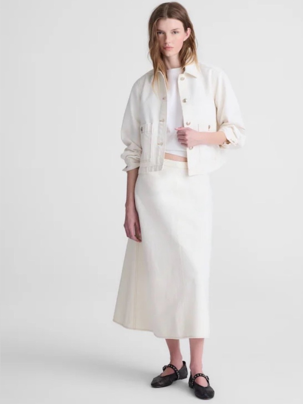 Madewell Airy Denim Slip Midi Skirt